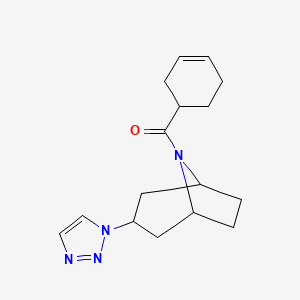 molecular formula C16H22N4O B2374693 8-(cyclohex-3-ene-1-carbonyl)-3-(1H-1,2,3-triazol-1-yl)-8-azabicyclo[3.2.1]octane CAS No. 2194216-95-8