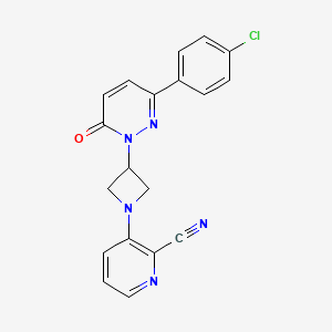 molecular formula C19H14ClN5O B2374695 3-[3-[3-(4-Chlorophenyl)-6-oxopyridazin-1-yl]azetidin-1-yl]pyridine-2-carbonitrile CAS No. 2380145-17-3