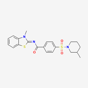 molecular formula C21H23N3O3S2 B2374699 N-(3-甲基-1,3-苯并噻唑-2-亚烷基)-4-(3-甲基哌啶-1-基)磺酰基苯甲酰胺 CAS No. 683260-94-8