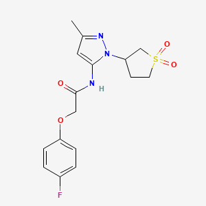 molecular formula C16H18FN3O4S B2374710 N-(1-(1,1-dioxidotetrahydrothiophen-3-yl)-3-methyl-1H-pyrazol-5-yl)-2-(4-fluorophenoxy)acetamide CAS No. 1171371-90-6