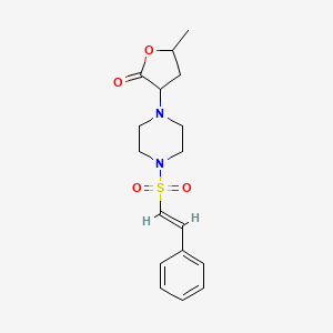 molecular formula C17H22N2O4S B2374724 5-methyl-3-[4-[(E)-2-phenylethenyl]sulfonylpiperazin-1-yl]oxolan-2-one CAS No. 1303155-40-9