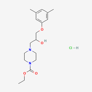 molecular formula C18H29ClN2O4 B2374734 Ethyl 4-(3-(3,5-dimethylphenoxy)-2-hydroxypropyl)piperazine-1-carboxylate hydrochloride CAS No. 473804-36-3