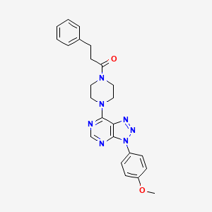 molecular formula C24H25N7O2 B2374748 1-(4-(3-(4-methoxyphenyl)-3H-[1,2,3]triazolo[4,5-d]pyrimidin-7-yl)piperazin-1-yl)-3-phenylpropan-1-one CAS No. 920204-83-7
