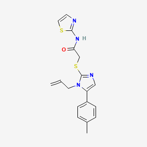 molecular formula C18H18N4OS2 B2374751 2-((1-烯丙基-5-(对甲苯基)-1H-咪唑-2-基)硫代)-N-(噻唑-2-基)乙酰胺 CAS No. 1207025-59-9