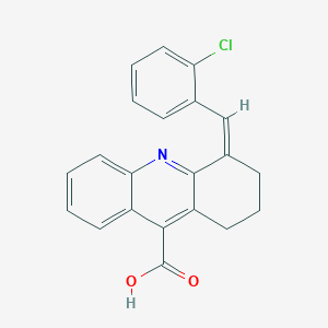 molecular formula C21H16ClNO2 B2374765 4-[(2-氯苯基)亚甲基]-1,2,3,4-四氢吖啶-9-羧酸 CAS No. 379729-48-3