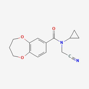molecular formula C15H16N2O3 B2374772 N-(cyanomethyl)-N-cyclopropyl-3,4-dihydro-2H-1,5-benzodioxepine-7-carboxamide CAS No. 1258738-78-1