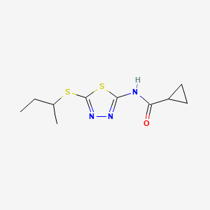 molecular formula C10H15N3OS2 B2374784 N-(5-(叔丁基硫)-1,3,4-噻二唑-2-基)环丙烷甲酰胺 CAS No. 391875-54-0