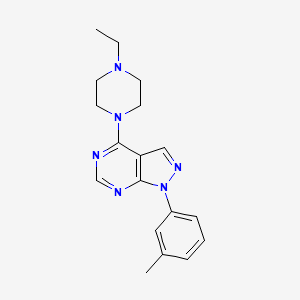 molecular formula C18H22N6 B2374830 4-(4-ethylpiperazin-1-yl)-1-(m-tolyl)-1H-pyrazolo[3,4-d]pyrimidine CAS No. 393846-51-0