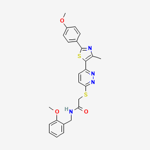 molecular formula C25H24N4O3S2 B2374831 N-(2-methoxybenzyl)-2-((6-(2-(4-methoxyphenyl)-4-methylthiazol-5-yl)pyridazin-3-yl)thio)acetamide CAS No. 954588-74-0