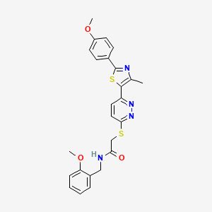 2-({6-[2-(4-methoxyphenyl)-4-methyl-1,3-thiazol-5-yl]pyridazin-3-yl}sulfanyl)-N-[(2-methoxyphenyl)methyl]acetamide