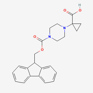 molecular formula C23H24N2O4 B2374838 1-[4-(9H-Fluoren-9-ylmethoxycarbonyl)piperazin-1-yl]cyclopropane-1-carboxylic acid CAS No. 2344681-30-5