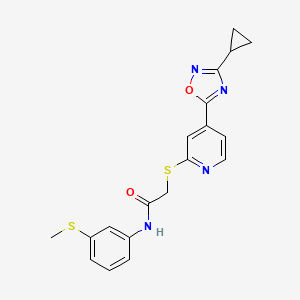 molecular formula C19H18N4O2S2 B2374839 2-((4-(3-cyclopropyl-1,2,4-oxadiazol-5-yl)pyridin-2-yl)thio)-N-(3-(methylthio)phenyl)acetamide CAS No. 1251606-92-4