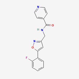 molecular formula C16H12FN3O2 B2374840 N-((5-(2-fluorophenyl)isoxazol-3-yl)methyl)isonicotinamide CAS No. 1210685-87-2