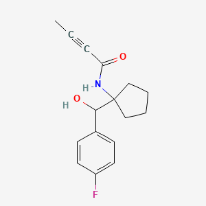 molecular formula C16H18FNO2 B2374844 N-[1-[(4-Fluorophenyl)-hydroxymethyl]cyclopentyl]but-2-ynamide CAS No. 2411201-33-5