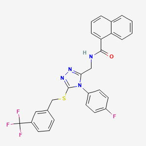 molecular formula C28H20F4N4OS B2374850 N-((4-(4-fluorophenyl)-5-((3-(trifluoromethyl)benzyl)thio)-4H-1,2,4-triazol-3-yl)methyl)-1-naphthamide CAS No. 391948-38-2