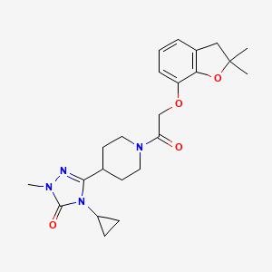 molecular formula C23H30N4O4 B2374857 4-cyclopropyl-3-(1-(2-((2,2-dimethyl-2,3-dihydrobenzofuran-7-yl)oxy)acetyl)piperidin-4-yl)-1-methyl-1H-1,2,4-triazol-5(4H)-one CAS No. 1797737-14-4