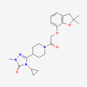 molecular formula C23H30N4O4 B2374857 4-环丙基-3-(1-(2-((2,2-二甲基-2,3-二氢苯并呋喃-7-基)氧基)乙酰)哌啶-4-基)-1-甲基-1H-1,2,4-三唑-5(4H)-酮 CAS No. 1797737-14-4