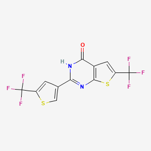 molecular formula C12H4F6N2OS2 B2374877 6-(Trifluoromethyl)-2-[5-(trifluoromethyl)thiophen-3-yl]-3H-thieno[2,3-d]pyrimidin-4-one CAS No. 2503206-33-3