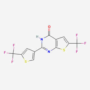 molecular formula C12H4F6N2OS2 B2374877 6-(三氟甲基)-2-[5-(三氟甲基)噻吩-3-基]-3H-噻吩并[2,3-d]嘧啶-4-酮 CAS No. 2503206-33-3