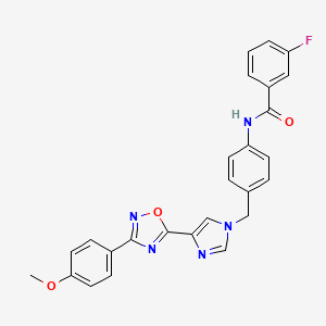 3-fluoro-N-(4-((4-(3-(4-methoxyphenyl)-1,2,4-oxadiazol-5-yl)-1H-imidazol-1-yl)methyl)phenyl)benzamide