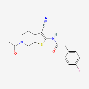 N-(6-acetyl-3-cyano-4,5,6,7-tetrahydrothieno[2,3-c]pyridin-2-yl)-2-(4-fluorophenyl)acetamide