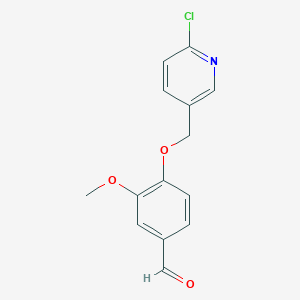 molecular formula C14H12ClNO3 B2374916 4-((6-氯吡啶-3-基)甲氧基)-3-甲氧基苯甲醛 CAS No. 860644-64-0