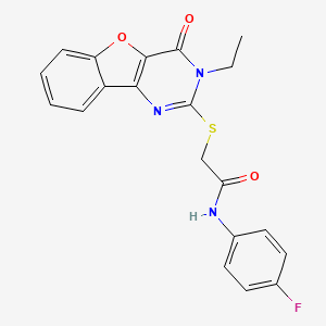 2-((3-ethyl-4-oxo-3,4-dihydrobenzofuro[3,2-d]pyrimidin-2-yl)thio)-N-(4-fluorophenyl)acetamide