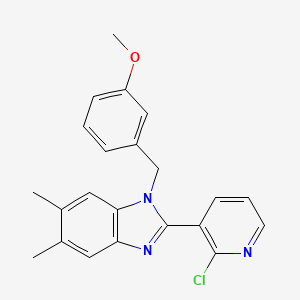 molecular formula C22H20ClN3O B2374929 2-(2-chloro-3-pyridinyl)-1-(3-methoxybenzyl)-5,6-dimethyl-1H-1,3-benzimidazole CAS No. 339101-26-7