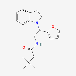 molecular formula C20H26N2O2 B2374932 N-(2-(呋喃-2-基)-2-(吲哚-1-基)乙基)-3,3-二甲基丁酰胺 CAS No. 898458-08-7