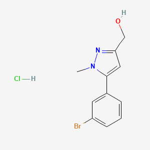 molecular formula C11H12BrClN2O B2374941 （5-(3-溴苯基)-1-甲基-1H-吡唑-3-基）甲醇盐酸盐 CAS No. 2413376-79-9