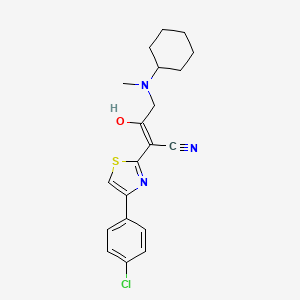 molecular formula C20H22ClN3OS B2374949 (E)-2-(4-(4-chlorophenyl)thiazol-2(3H)-ylidene)-4-(cyclohexyl(methyl)amino)-3-oxobutanenitrile CAS No. 425414-03-5