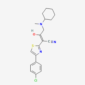 molecular formula C20H22ClN3OS B2374949 (E)-2-(4-(4-氯苯基)噻唑-2(3H)-亚甲基)-4-(环己基(甲基)氨基)-3-氧代丁腈 CAS No. 425414-03-5