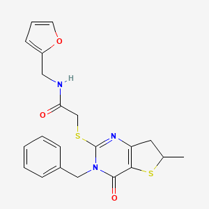 molecular formula C21H21N3O3S2 B2374959 2-((3-benzyl-6-methyl-4-oxo-3,4,6,7-tetrahydrothieno[3,2-d]pyrimidin-2-yl)thio)-N-(furan-2-ylmethyl)acetamide CAS No. 689262-91-7