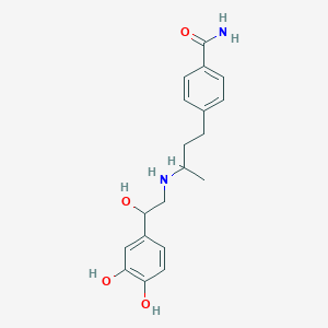 molecular formula C8H9N2O4PS2 B237497 1-(3,4-Dihydroxyphenyl)-2-(3-(4-carbamylphenyl)-1-methylpropylamino)ethanol CAS No. 130783-39-0