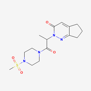 molecular formula C15H22N4O4S B2374983 2-(1-(4-(methylsulfonyl)piperazin-1-yl)-1-oxopropan-2-yl)-6,7-dihydro-2H-cyclopenta[c]pyridazin-3(5H)-one CAS No. 2034495-45-7