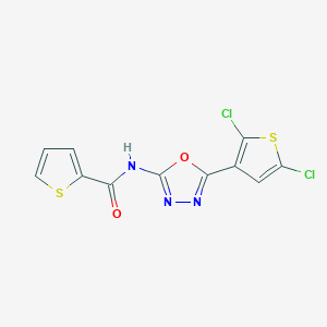 molecular formula C11H5Cl2N3O2S2 B2374988 N-(5-(2,5-dichlorothiophen-3-yl)-1,3,4-oxadiazol-2-yl)thiophene-2-carboxamide CAS No. 1171081-29-0