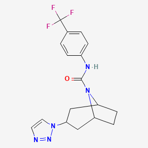 molecular formula C17H18F3N5O B2374993 3-(Triazol-1-yl)-N-[4-(trifluoromethyl)phenyl]-8-azabicyclo[3.2.1]octane-8-carboxamide CAS No. 2320466-54-2