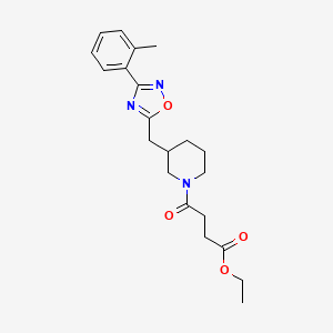Ethyl 4-oxo-4-(3-((3-(o-tolyl)-1,2,4-oxadiazol-5-yl)methyl)piperidin-1-yl)butanoate