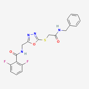 molecular formula C19H16F2N4O3S B2375000 N-[[5-[2-(benzylamino)-2-oxoethyl]sulfanyl-1,3,4-oxadiazol-2-yl]methyl]-2,6-difluorobenzamide CAS No. 904271-17-6