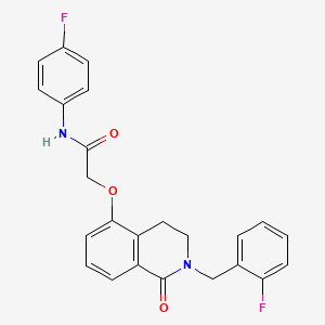 molecular formula C24H20F2N2O3 B2375001 N-(4-氟苯基)-2-[[2-[(2-氟苯基)甲基]-1-氧代-3,4-二氢异喹啉-5-基]氧基]乙酰胺 CAS No. 850907-07-2