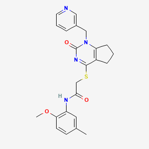 molecular formula C23H24N4O3S B2375005 N-(2-methoxy-5-methylphenyl)-2-((2-oxo-1-(pyridin-3-ylmethyl)-2,5,6,7-tetrahydro-1H-cyclopenta[d]pyrimidin-4-yl)thio)acetamide CAS No. 946373-51-9