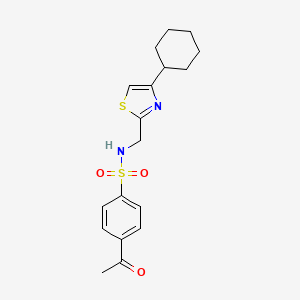 molecular formula C18H22N2O3S2 B2375006 4-acetyl-N-((4-cyclohexylthiazol-2-yl)methyl)benzenesulfonamide CAS No. 2034335-88-9
