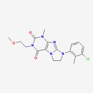molecular formula C18H20ClN5O3 B2375012 6-(3-Chloro-2-methylphenyl)-2-(2-methoxyethyl)-4-methyl-7,8-dihydropurino[7,8-a]imidazole-1,3-dione CAS No. 893966-94-4