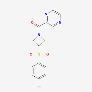 (3-((4-Chlorophenyl)sulfonyl)azetidin-1-yl)(pyrazin-2-yl)methanone
