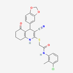 2-{[4-(1,3-benzodioxol-5-yl)-3-cyano-5-hydroxy-4,6,7,8-tetrahydroquinolin-2-yl]sulfanyl}-N-(3-chloro-2-methylphenyl)acetamide