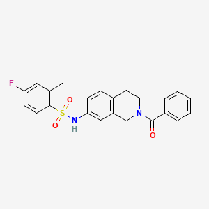 molecular formula C23H21FN2O3S B2375029 N-(2-苯甲酰基-1,2,3,4-四氢异喹啉-7-基)-4-氟-2-甲基苯磺酰胺 CAS No. 955639-52-8