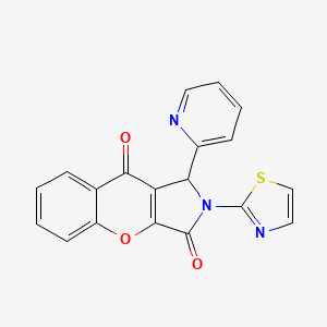 molecular formula C19H11N3O3S B2375033 1-(Pyridin-2-yl)-2-(1,3-thiazol-2-yl)-1,2-dihydrochromeno[2,3-c]pyrrole-3,9-dione CAS No. 886138-78-9