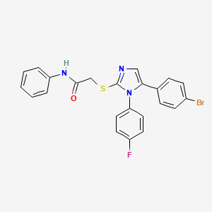 molecular formula C23H17BrFN3OS B2375036 2-((5-(4-bromophenyl)-1-(4-fluorophenyl)-1H-imidazol-2-yl)thio)-N-phenylacetamide CAS No. 1207035-37-7
