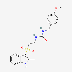 molecular formula C20H23N3O4S B2375040 1-(4-甲氧基苄基)-3-(2-((2-甲基-1H-吲哚-3-基)磺酰基)乙基)脲 CAS No. 946291-43-6