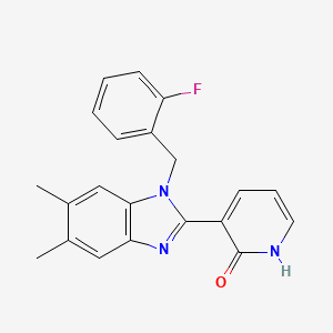 3-[1-(2-fluorobenzyl)-5,6-dimethyl-1H-1,3-benzimidazol-2-yl]-2(1H)-pyridinone